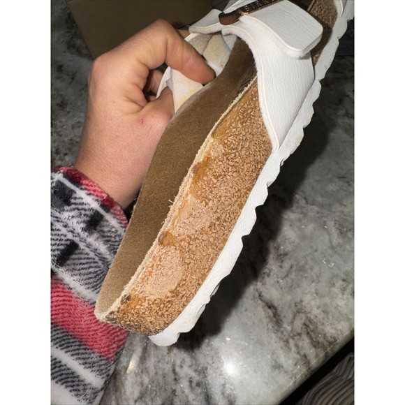 Birkenstock White Mules with Rose Gold Buckles - Picture 8 of 8